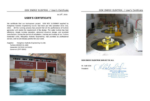 China Hangzhou Hydrotu Engineering Co.,Ltd. Certification
